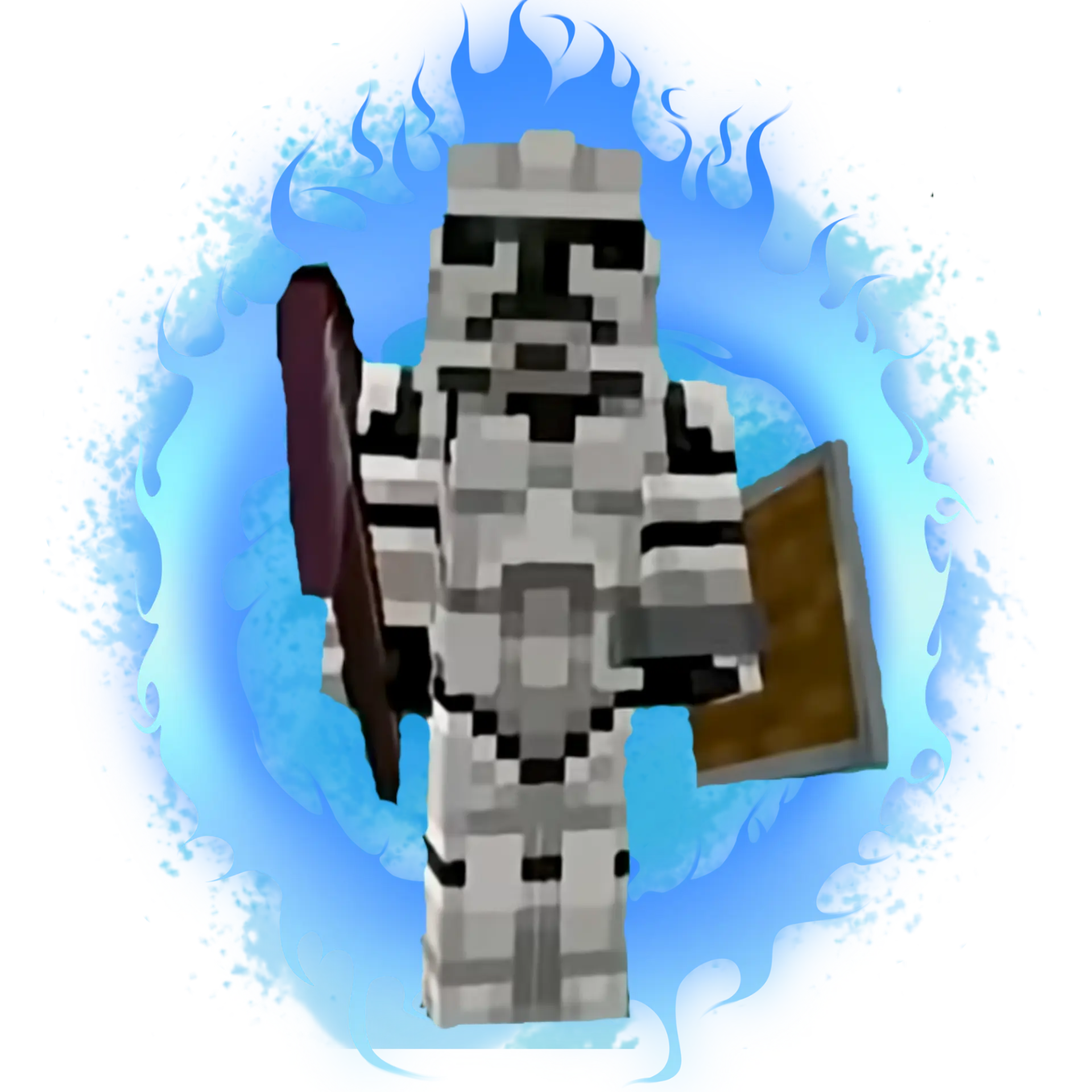 Clone Nerd's Minecraft avatar — a Clone Trooper in white armour ringed by blue flame